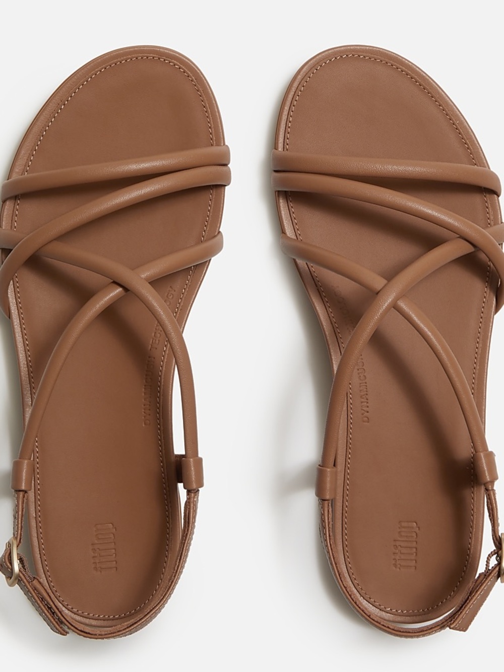 FitFlop Gracie Leather Strappy Back-Strap Sandals Tan Size 7.5